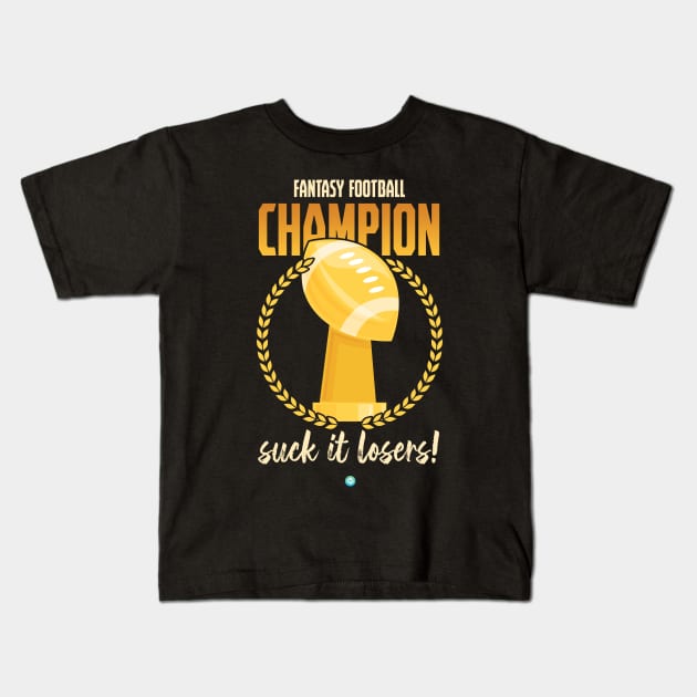 Fantasy Football Champion Trophy Gift Idea Kids T-Shirt by woormle